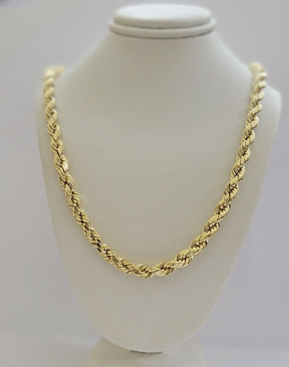 10k Yellow Gold Rope Chain Necklace 18" - 30" Men Women 4mm - 10mm Real Gold Hollow - Reva Jeweler