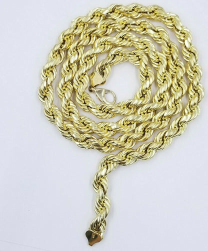 10k Yellow Gold Rope Chain Necklace 18" - 30" Men Women Inch 4mm - 10mm REAL 10 KT - Reva Jeweler