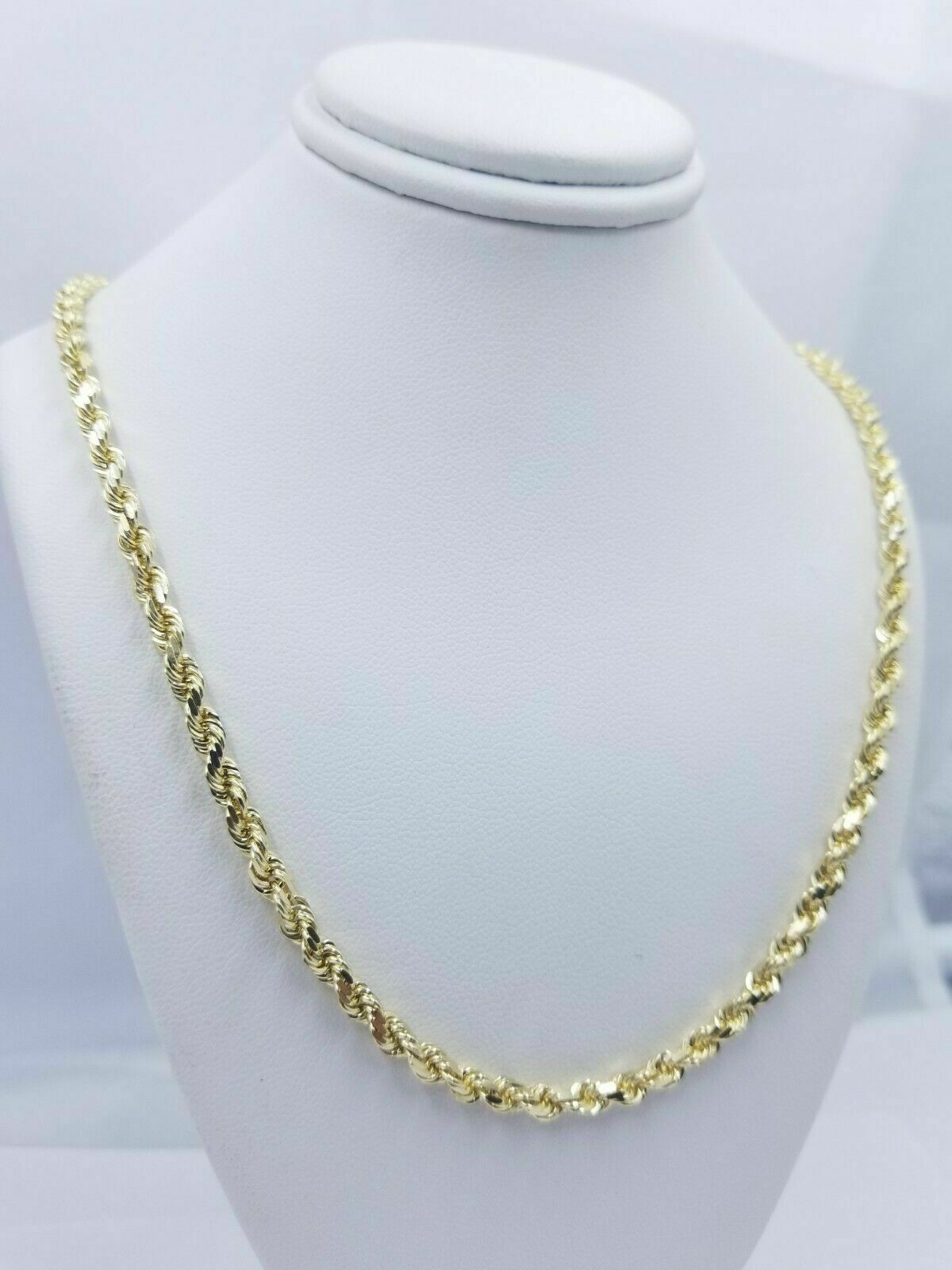10k Yellow Gold Rope Chain Necklace 18" - 30" Men Women Inch 4mm - 10mm REAL 10 KT - Reva Jeweler