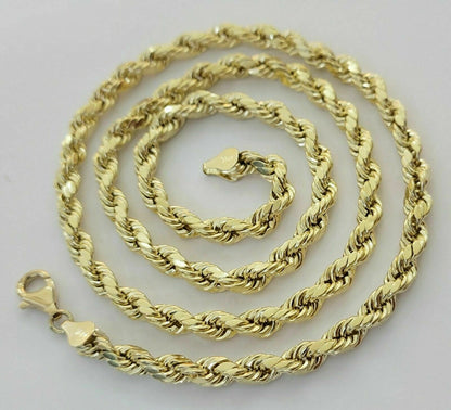 10k Yellow Gold Rope Chain Necklace 18" - 30" Men Women Inch 4mm - 10mm REAL 10 KT - Reva Jeweler