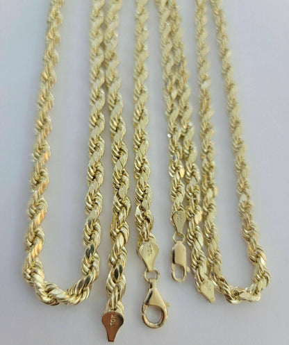 10k Yellow Gold Rope Chain Necklace 18" - 30" Men Women Inch 4mm - 10mm REAL 10 KT - Reva Jeweler