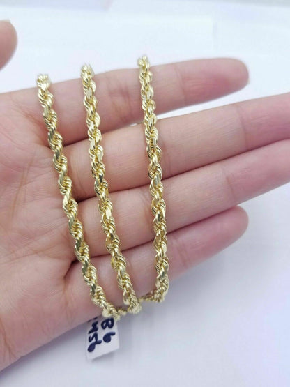 10k Yellow Gold Rope Chain Necklace 18" - 30" Men Women Inch 4mm - 10mm REAL 10 KT - Reva Jeweler