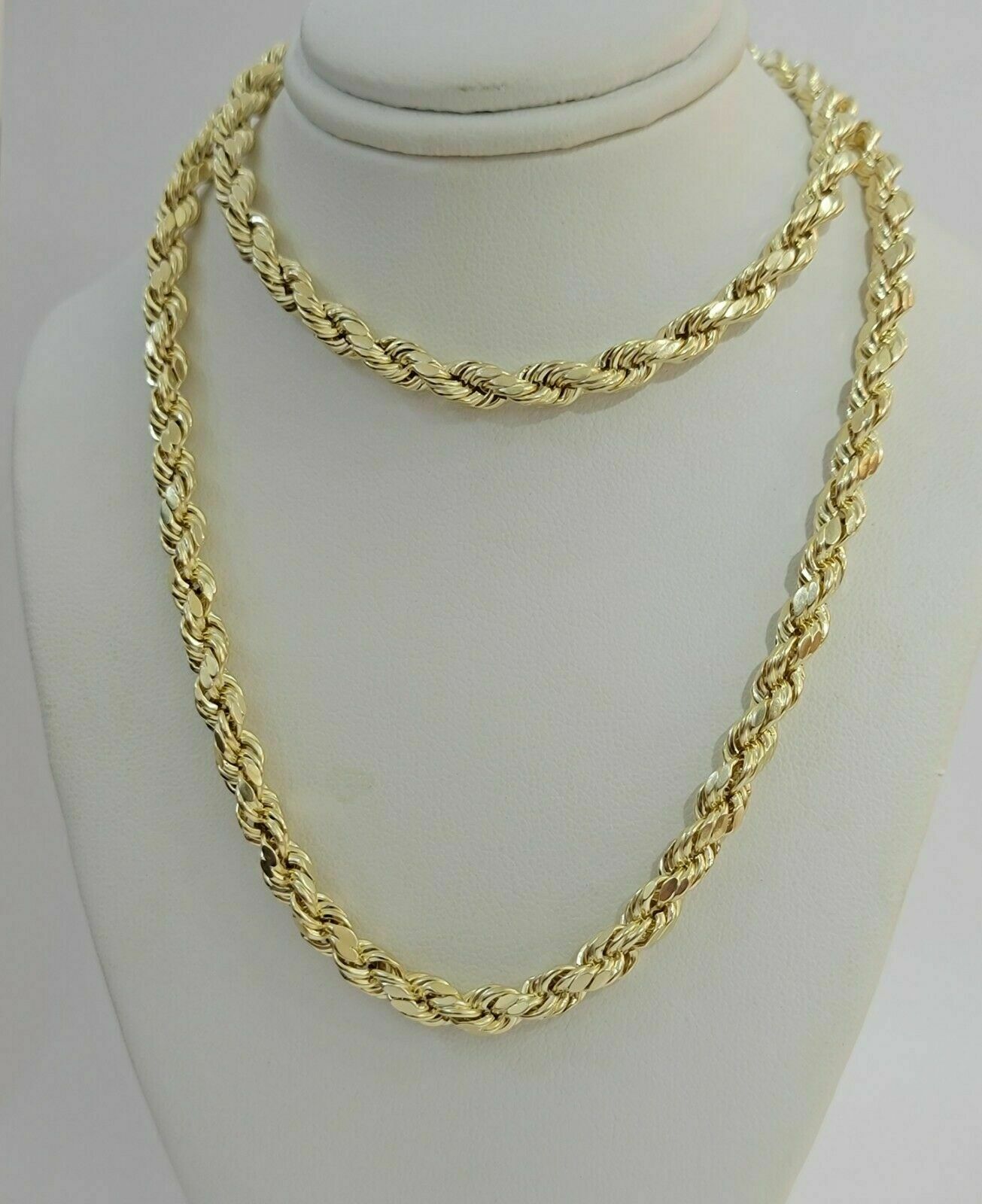 10k Yellow Gold Rope Chain Necklace 18" - 30" Men Women Inch 4mm - 10mm REAL 10 KT - Reva Jeweler