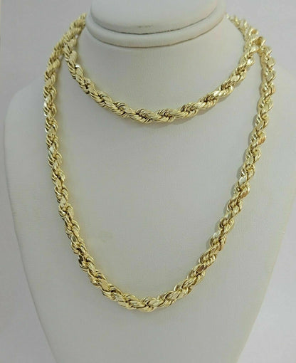 10k Yellow Gold Rope Chain Necklace 18" - 30" Men Women Inch 4mm - 10mm REAL 10 KT - Reva Jeweler