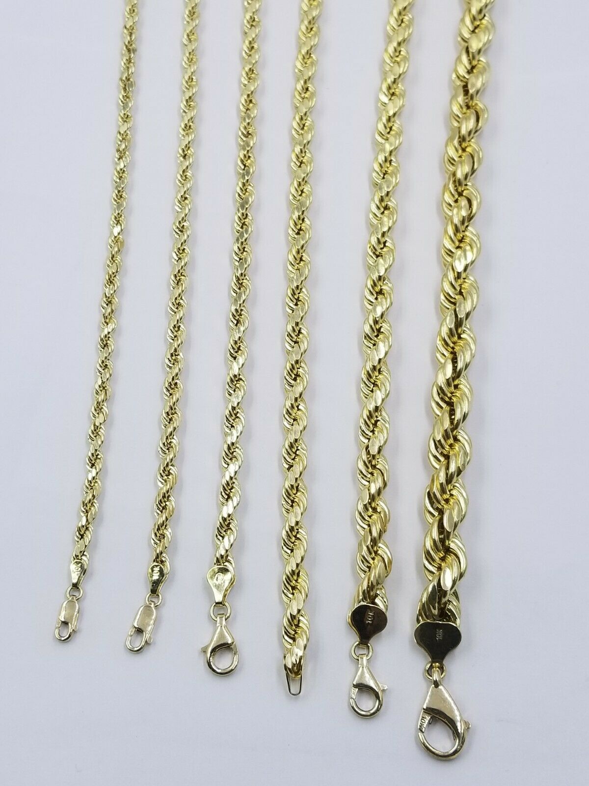 10k Yellow Gold Rope Chain Necklace Men Women 18" - 30 Inch 2 3mm 4mm 5mm 6mm REAL - Reva Jeweler