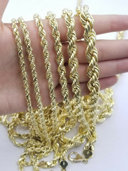10k Yellow Gold Rope Chain Necklace Men Women 18" - 30 Inch 2 3mm 4mm 5mm 6mm REAL - Reva Jeweler