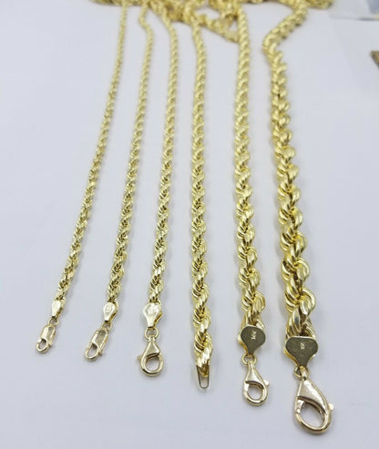 10k Yellow Gold Rope Chain Necklace Men Women 18" - 30 Inch 2 3mm 4mm 5mm 6mm REAL - Reva Jeweler