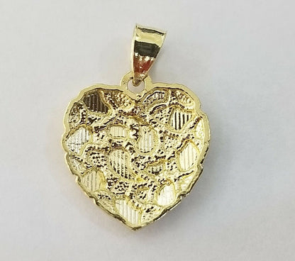 10k Yellow Gold Rope Chain Nugget Heart Charm Pendant 18" 20" 22" 24" 26" 28" - Reva Jeweler