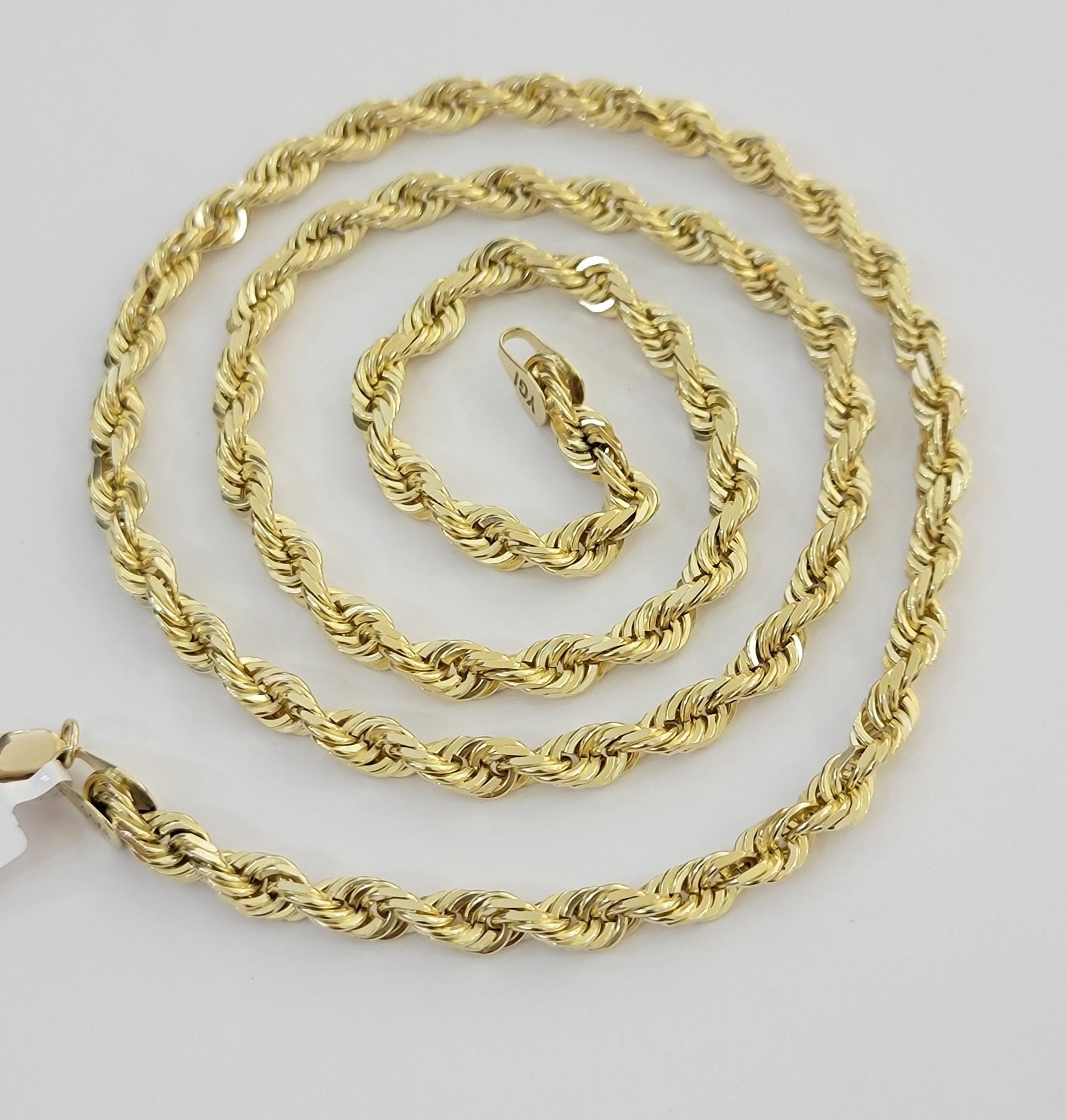 10k Yellow Gold Rope Chain Solid Necklace 6mm 24" Inch Real 10kt For Men Women - Reva Jeweler