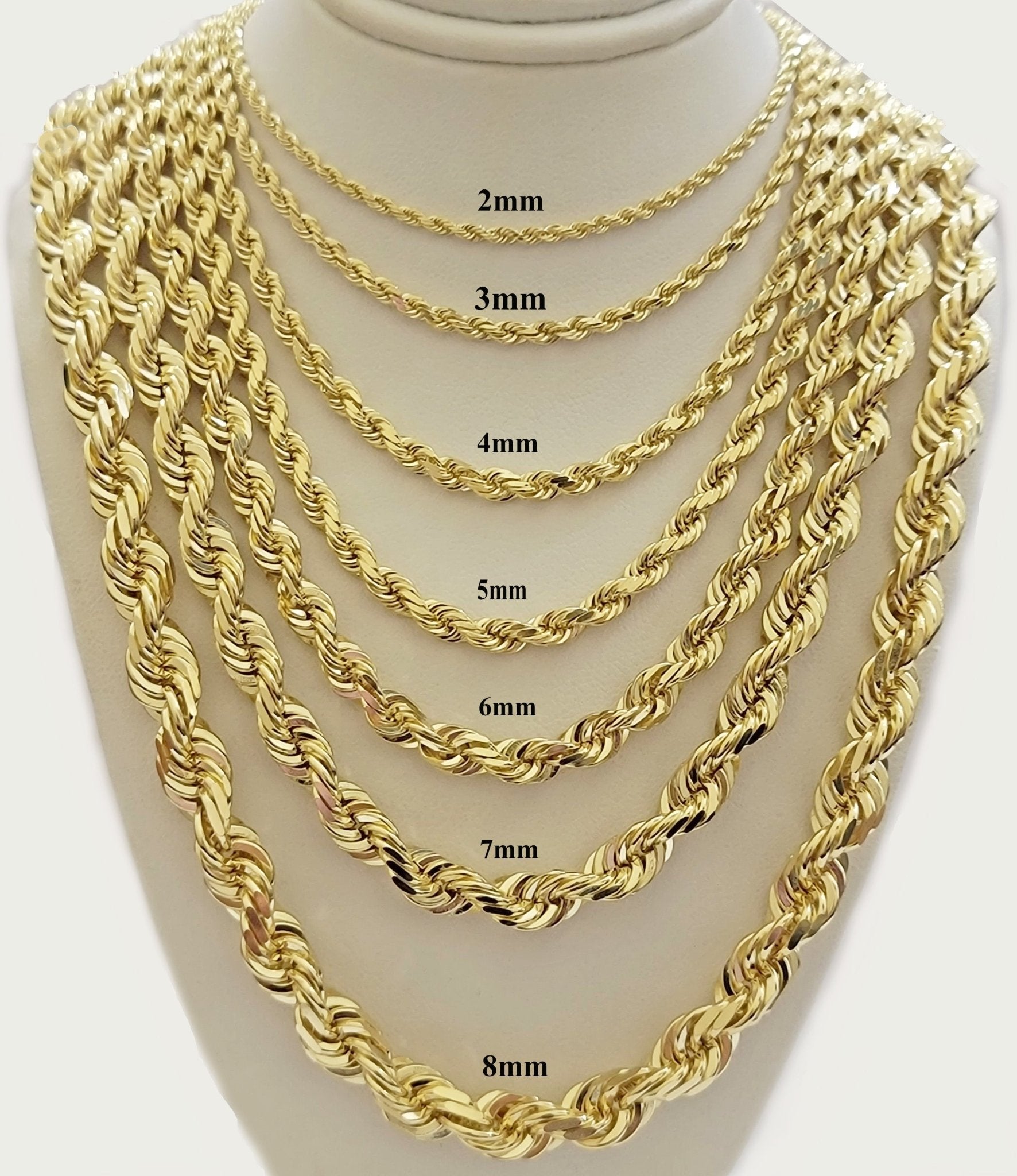 10k Yellow Gold Rope Chain Solid Necklace 6mm 24" Inch Real 10kt For Men Women - Reva Jeweler