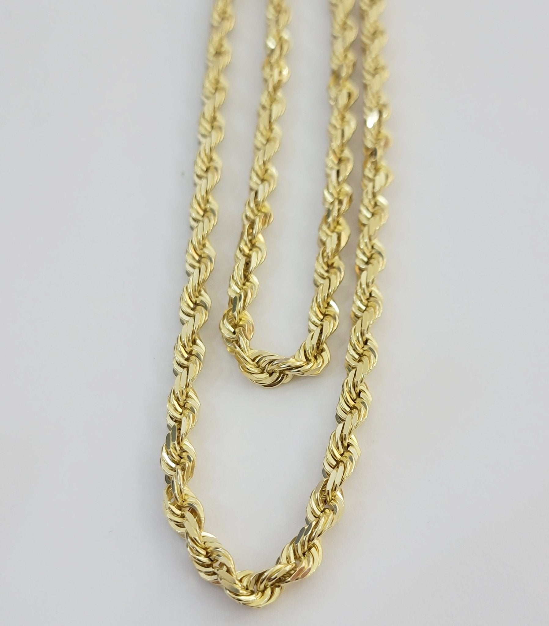10k Yellow Gold Rope Chain Solid Necklace 6mm 26" Inch Real 10kt For Men's - Reva Jeweler