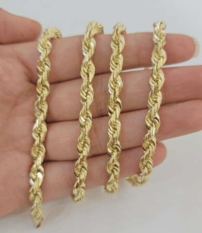 10k Yellow Gold Rope Chain Solid Necklace 6mm 26" Inch Real 10kt For Men's - Reva Jeweler