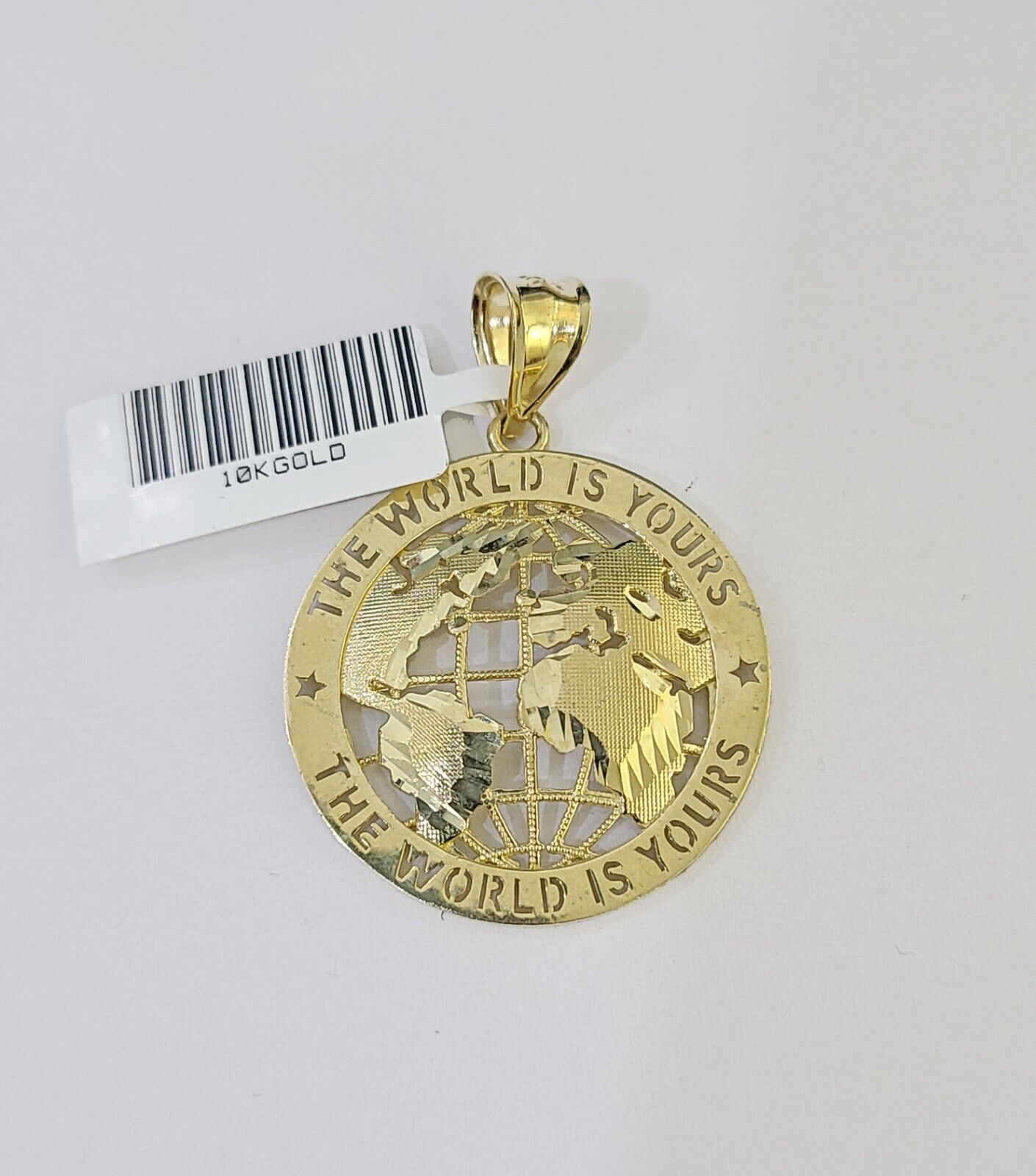 10k Yellow Gold Rope Chain World is Yours Charm Set 4mm 18" - 26"Inch Necklace - Reva Jeweler