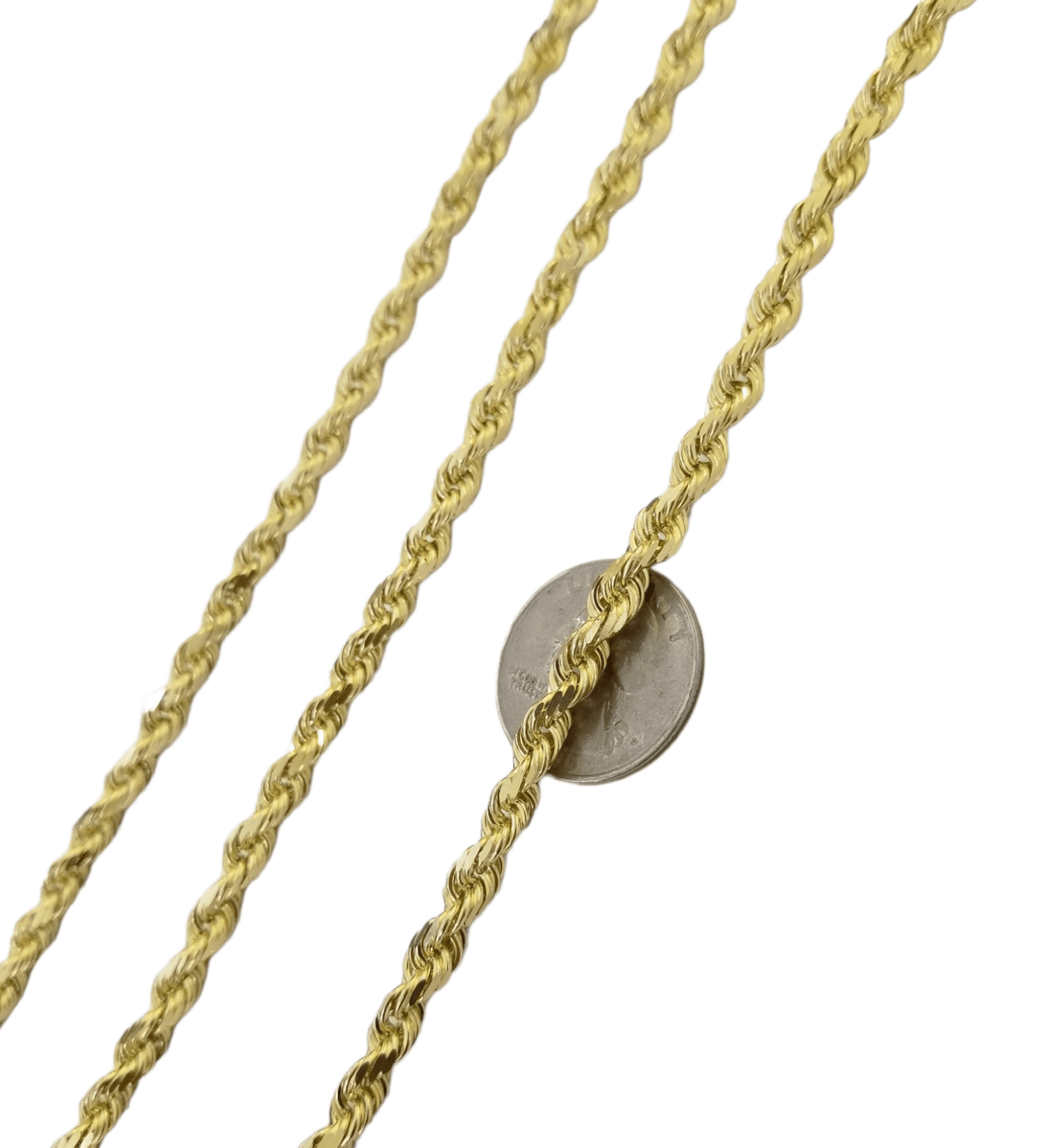 10k Yellow Gold Solid Rope Chain Necklace 7mm 22" Inch Real 10KT Gold - Reva Jeweler