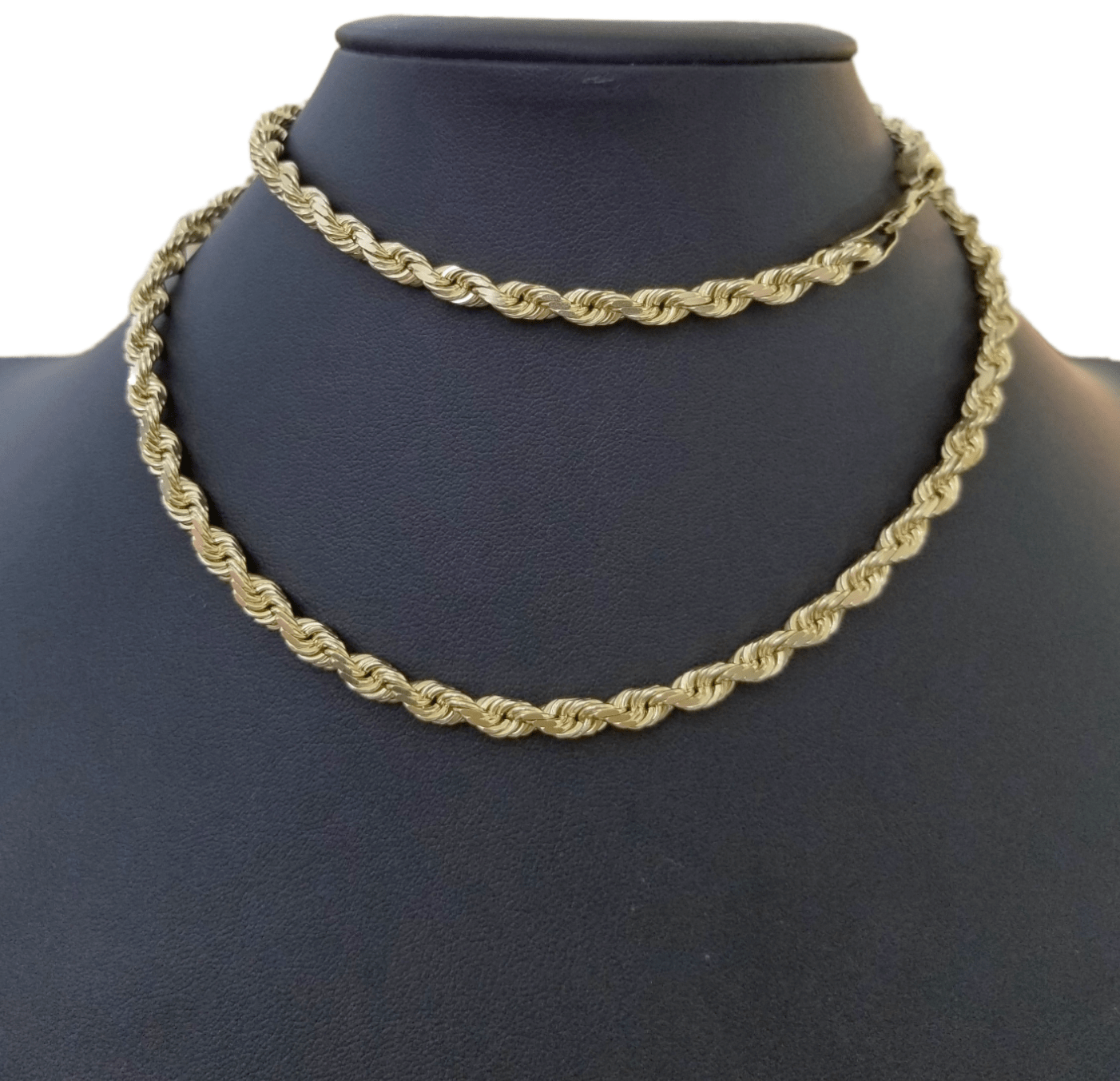 10k Yellow Gold Solid Rope Chain Necklace 7mm 22" Inch Real 10KT Gold - Reva Jeweler