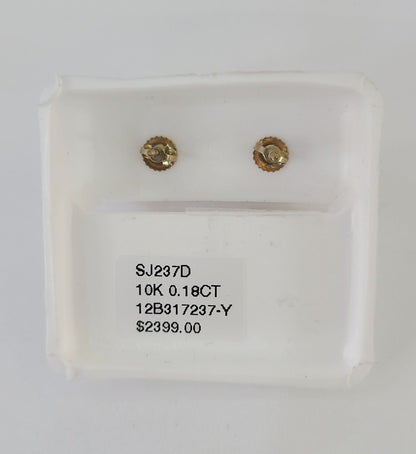 10k Yellow Gold Square Diamond Earrings Real Screw - Back Women Men studs - GoldenlinQ