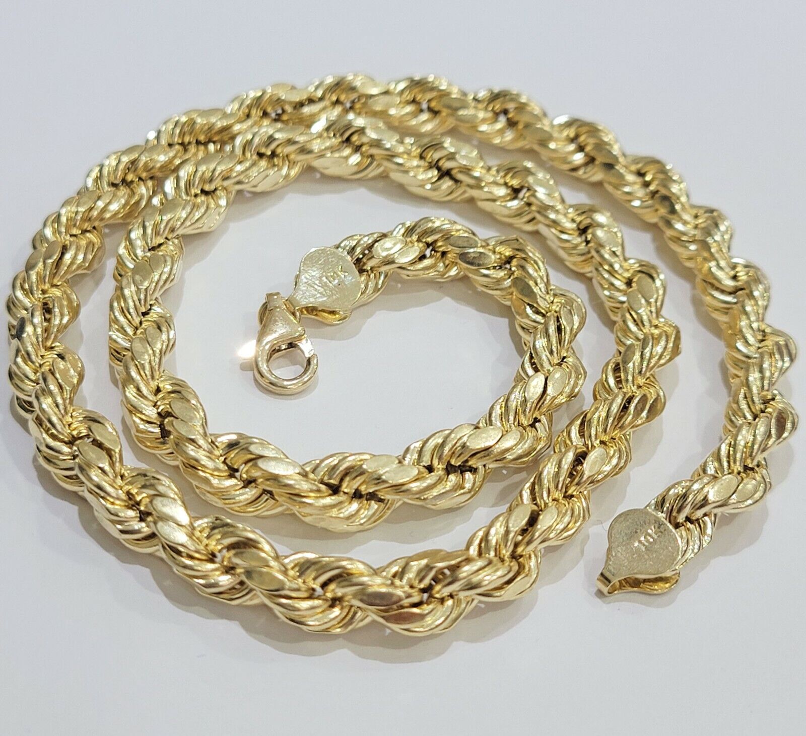 10K Yellow Gold Thick Rope Chain 22" 8mm Real 10k Necklace - Reva Jeweler
