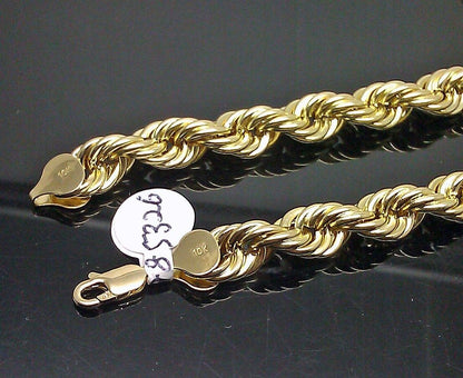 10K Yellow Gold Thick Rope Chain 22" 8mm Real 10k Necklace - Reva Jeweler