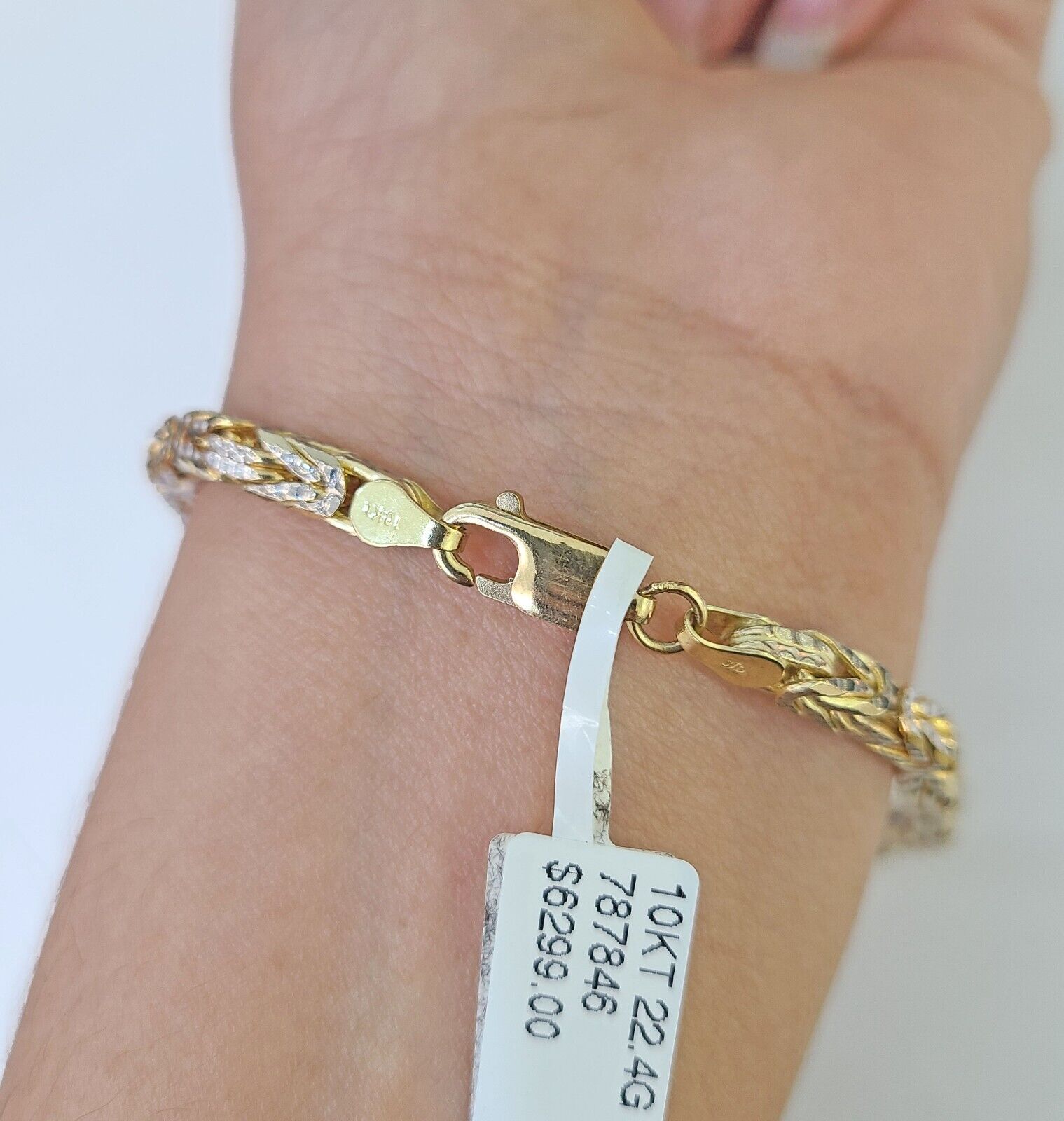 10K Yellow Gold Turkish Byzantine Link Bracelet Solid 4mm 9" inch Real Genuine - GoldenlinQ