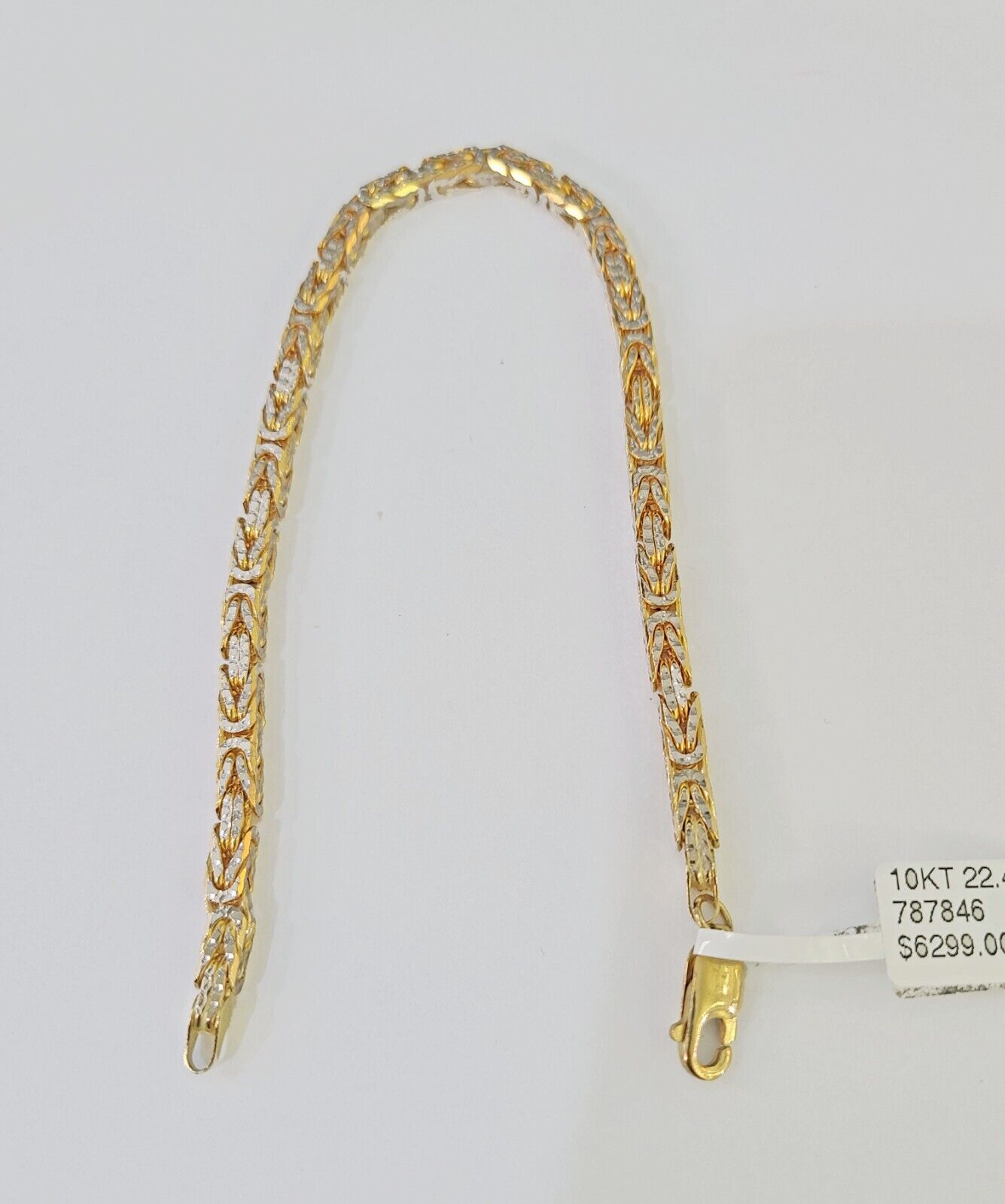 10K Yellow Gold Turkish Byzantine Link Bracelet Solid 4mm 9" inch Real Genuine - GoldenlinQ