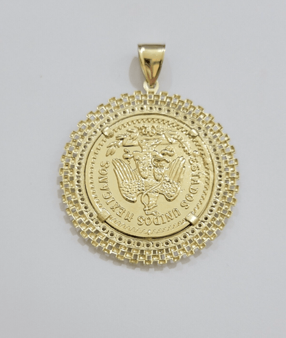 10kt Gold 1947 Mexican Centenario Coin Charm Pendant 50 pesos With 10k Bezel NEW - Reva Jeweler