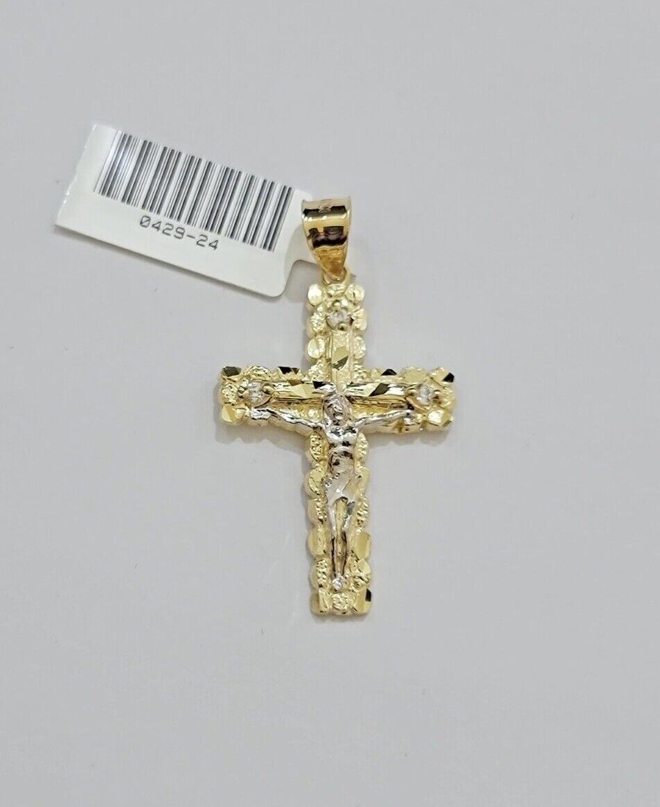 10kt Gold Milano Rope Chain Cross Charm Pendant Set 18 - 24 Inch 3mm Necklace REAL - Reva Jeweler