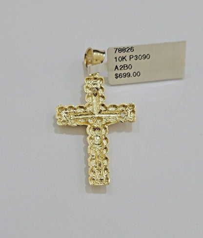 10kt Gold Milano Rope Chain Cross Charm Pendant Set 18 - 24 Inch 3mm Necklace REAL - Reva Jeweler