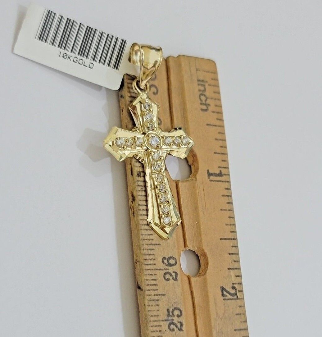 10kt Gold Milano Rope Chain Jesus Cross Charm Pendant Set 18 - 24'' Inch Necklace - Reva Jeweler