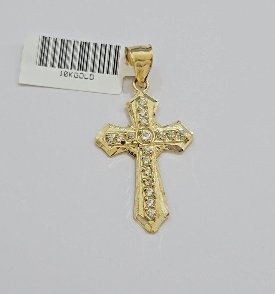 10kt Gold Milano Rope Chain Jesus Cross Charm Pendant Set 18 - 24'' Inch Necklace - Reva Jeweler