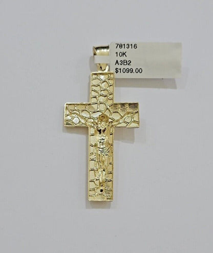 10kt Gold Milano Rope Chain Nugget Cross Charm Pendant Set 18 - 24'' Inch Necklace - Reva Jeweler