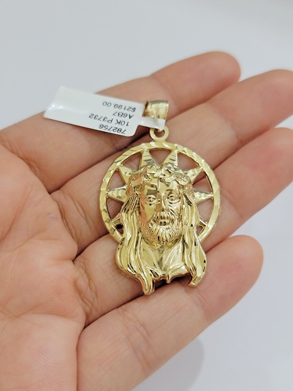 10kt Gold Rope Chain Jesus Head Charm Pendant Set 18 - 30'' Inch 5mm Necklace SALE - Reva Jeweler