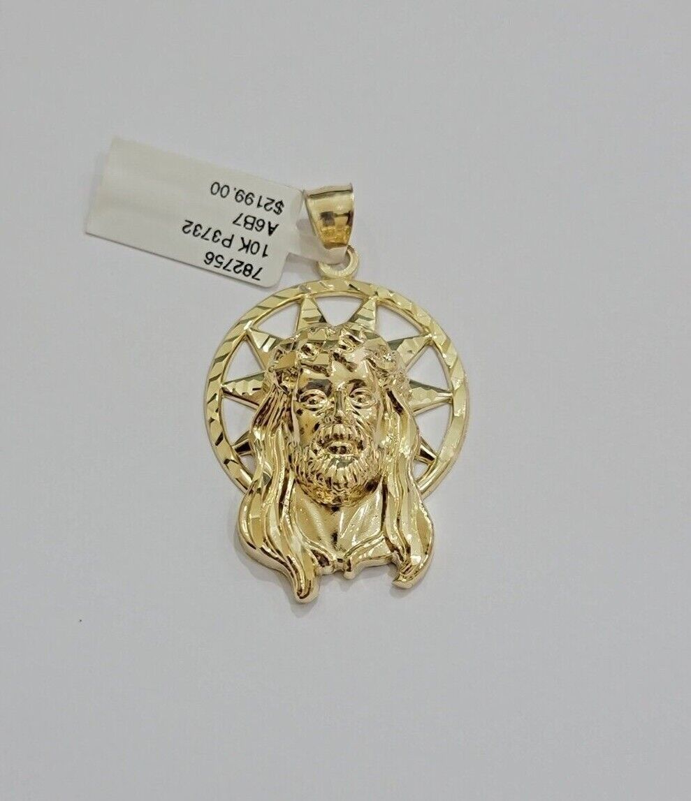 10kt Gold Rope Chain Jesus Head Charm Pendant Set 18 - 30'' Inch 5mm Necklace SALE - Reva Jeweler