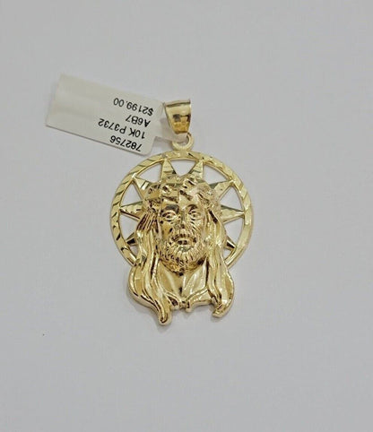 10kt Gold Rope Chain Jesus Head Charm Pendant Set 18 - 30'' Inch 5mm Necklace SALE - Reva Jeweler