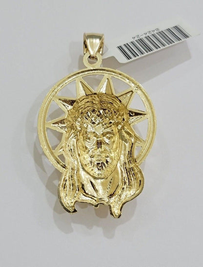 10kt Gold Rope Chain Jesus Head Charm Pendant Set 18 - 30'' Inch 5mm Necklace SALE - Reva Jeweler