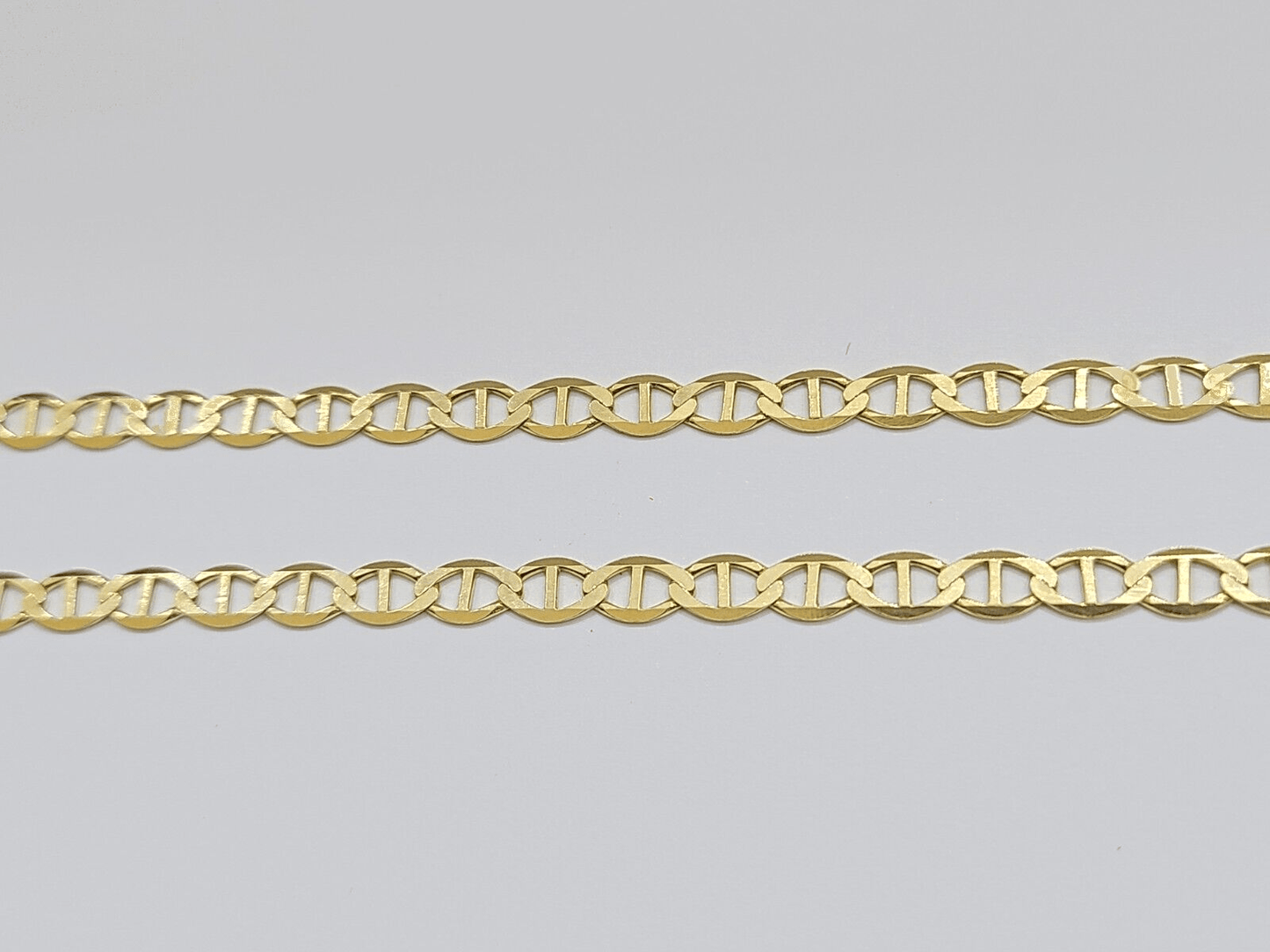 10kt Yellow Gold Anchor Mariner Link Chain Necklace 18Inch 4mm Lobster Lock Real - GoldenlinQ