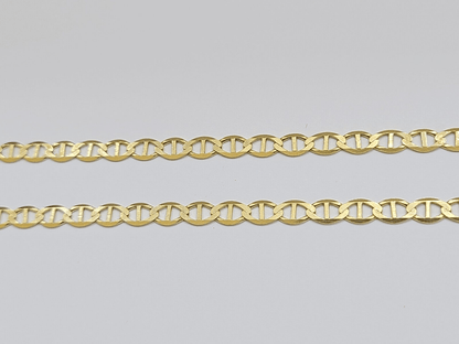 10kt Yellow Gold Anchor Mariner Link Chain Necklace 18Inch 4mm Lobster Lock Real - GoldenlinQ