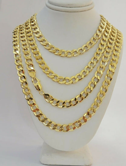 10kt Yellow Gold Chain 8mm Cuban Curb Link Necklace 26"Inch Strong Link REAL 10k - Reva Jeweler