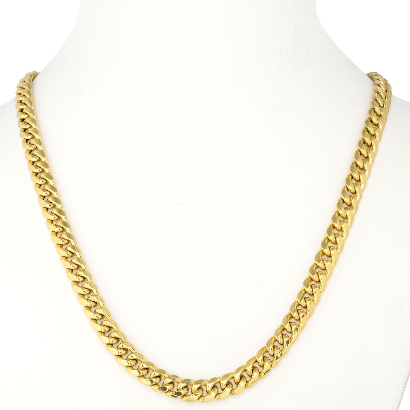 10kt Yellow Gold Miami Cuban Link Chain 10k Necklace 18 Inch 10mm Real Choker - Reva Jeweler