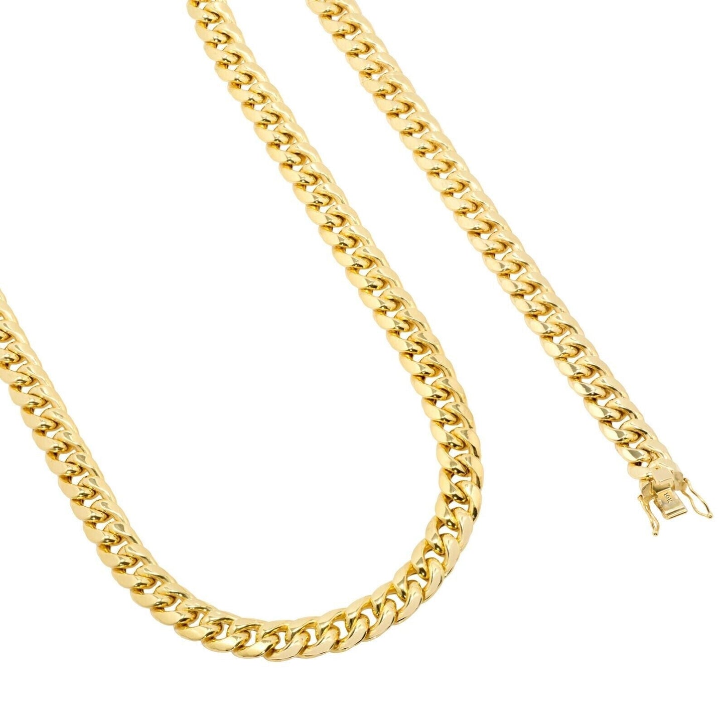 10kt Yellow Gold Miami Cuban Link Chain 10k Necklace 18 Inch 10mm Real Choker - Reva Jeweler