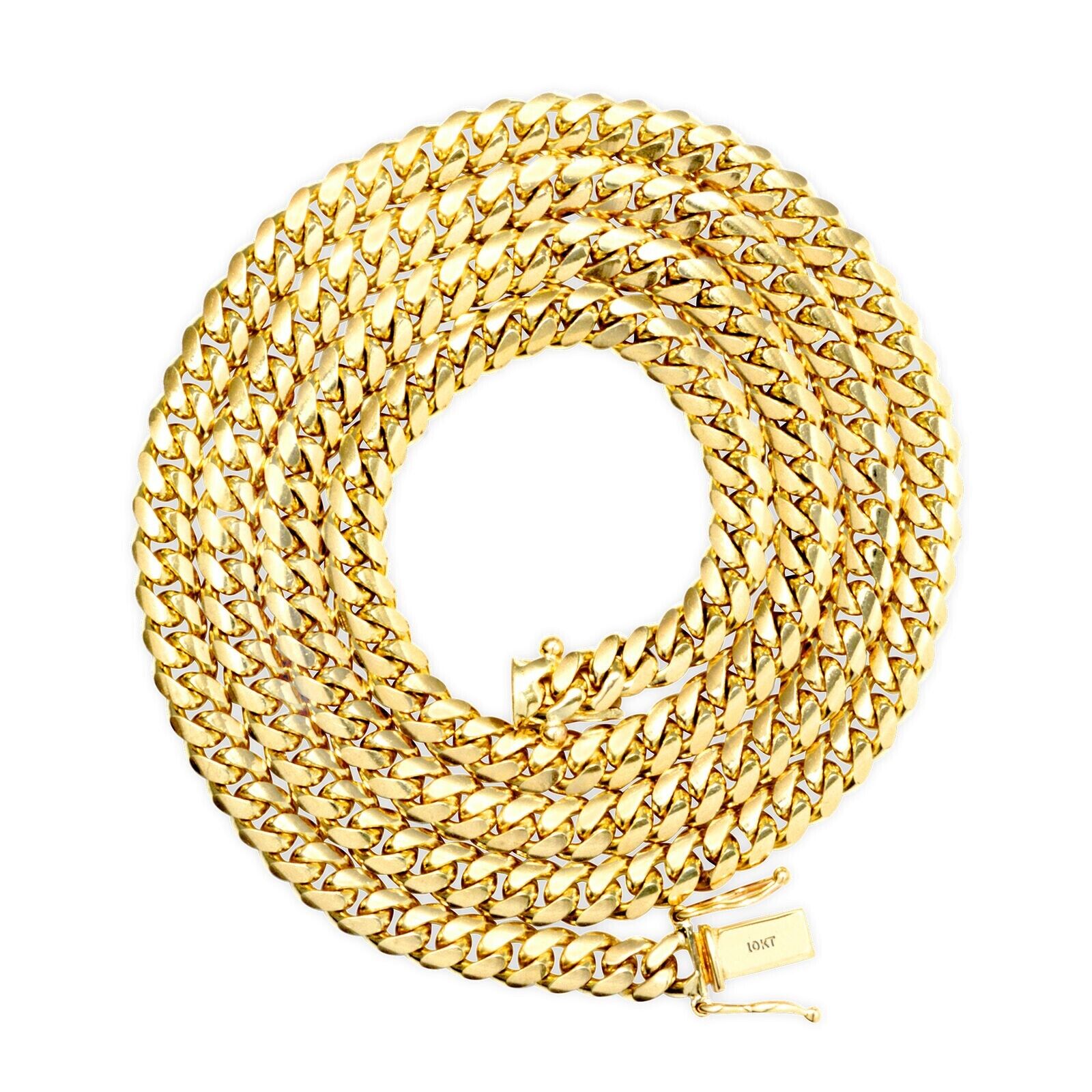 10kt Yellow Gold Miami Cuban Link Chain 10k Necklace 18 Inch 10mm Real Choker - Reva Jeweler