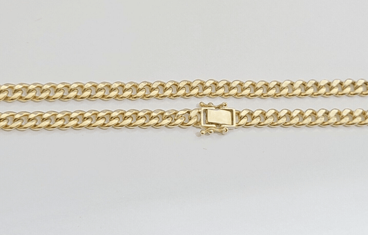 10kt Yellow Gold Miami Cuban Link Chain 10k Necklace 18 Inches 4mm Box Lock Real - GoldenlinQ