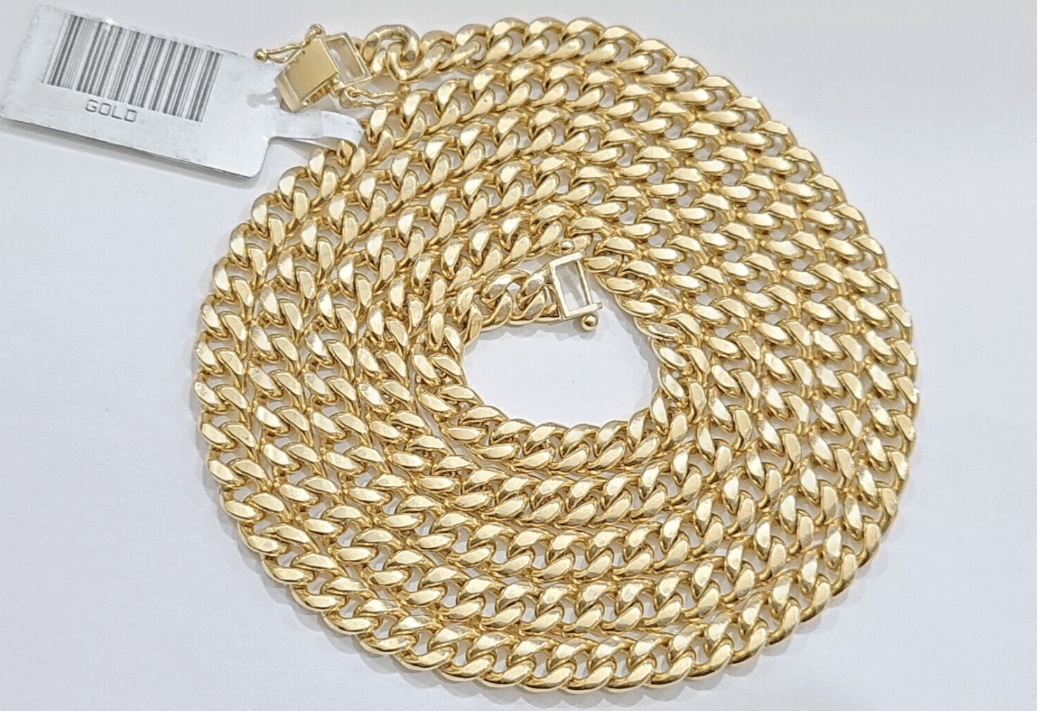 10kt Yellow Gold Miami Cuban Link Chain 10k Necklace 20 Inches 4mm Box Lock Real - GoldenlinQ