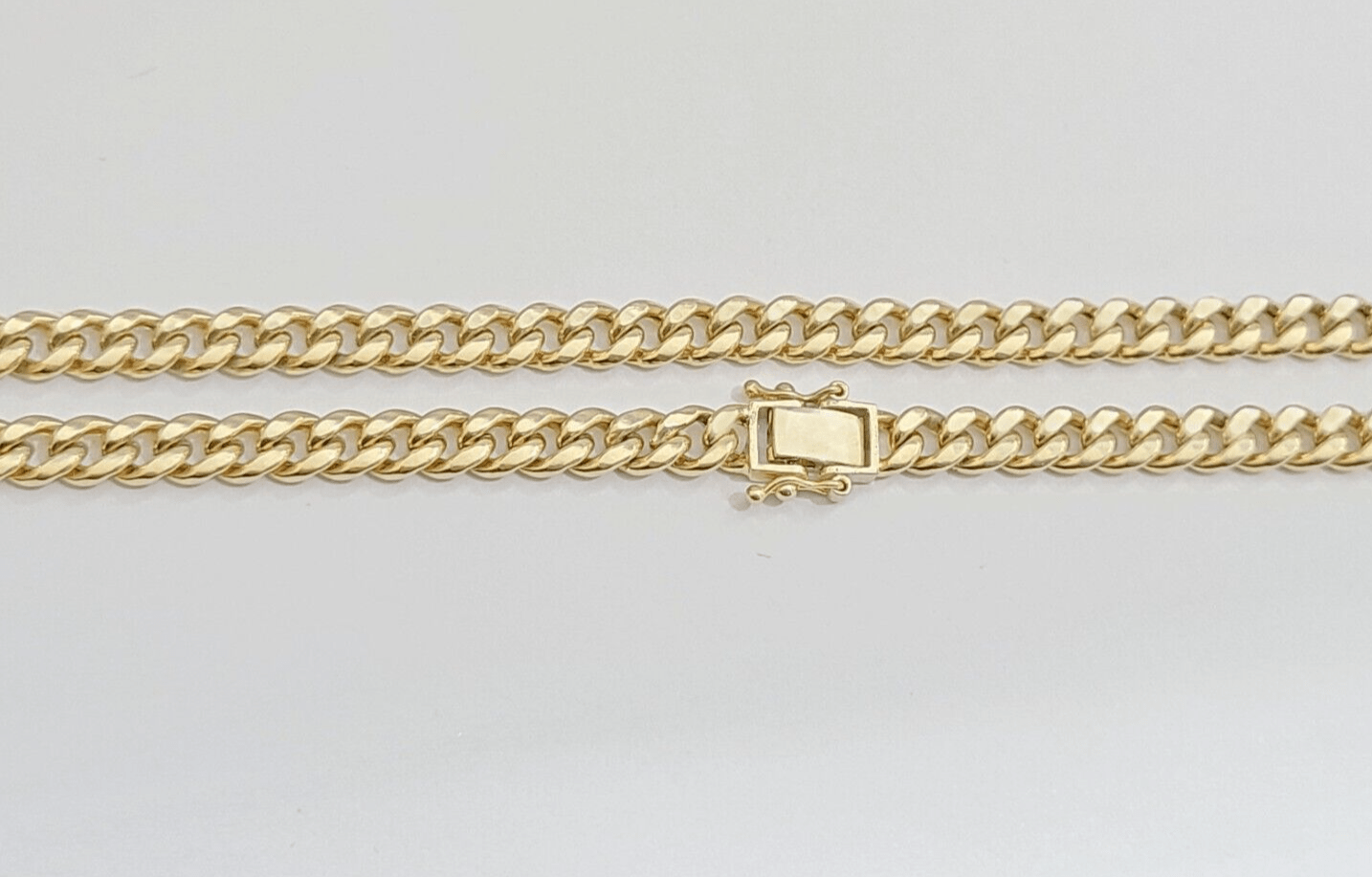 10kt Yellow Gold Miami Cuban Link Chain 10k Necklace 22 Inches 4mm Box Lock Real - GoldenlinQ
