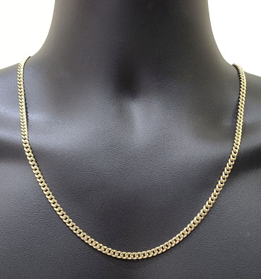 10kt Yellow Gold Miami Cuban Link Chain 10k Necklace 22 Inches 4mm Box Lock Real - GoldenlinQ
