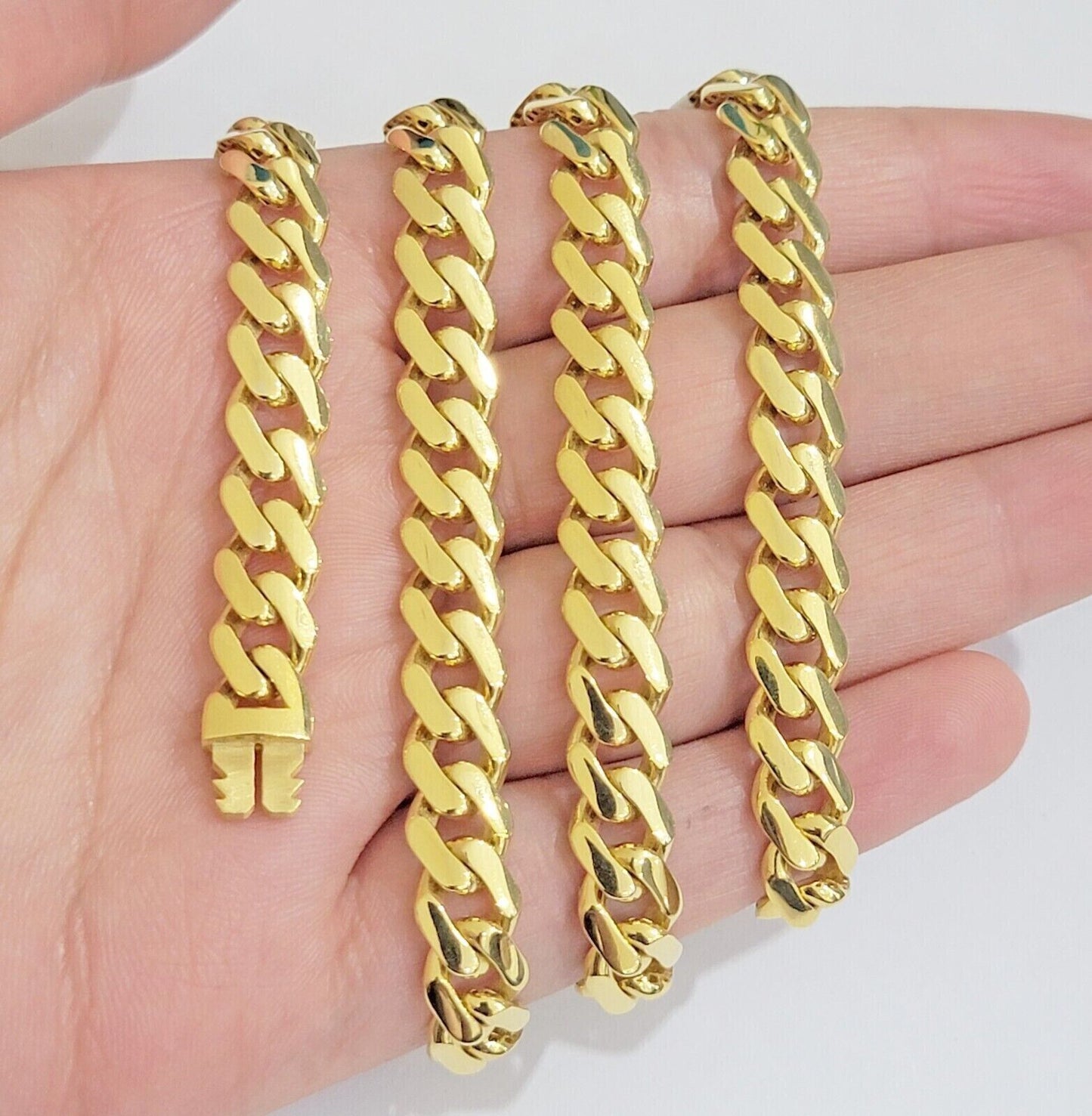 10kt Yellow Gold Royal Miami Cuban Link Monaco Chain 10k Necklace 22 Inches 9mm - GoldenlinQ