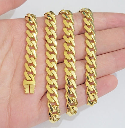10kt Yellow Gold Royal Miami Cuban Link Monaco Chain 10k Necklace 22 Inches 9mm - GoldenlinQ