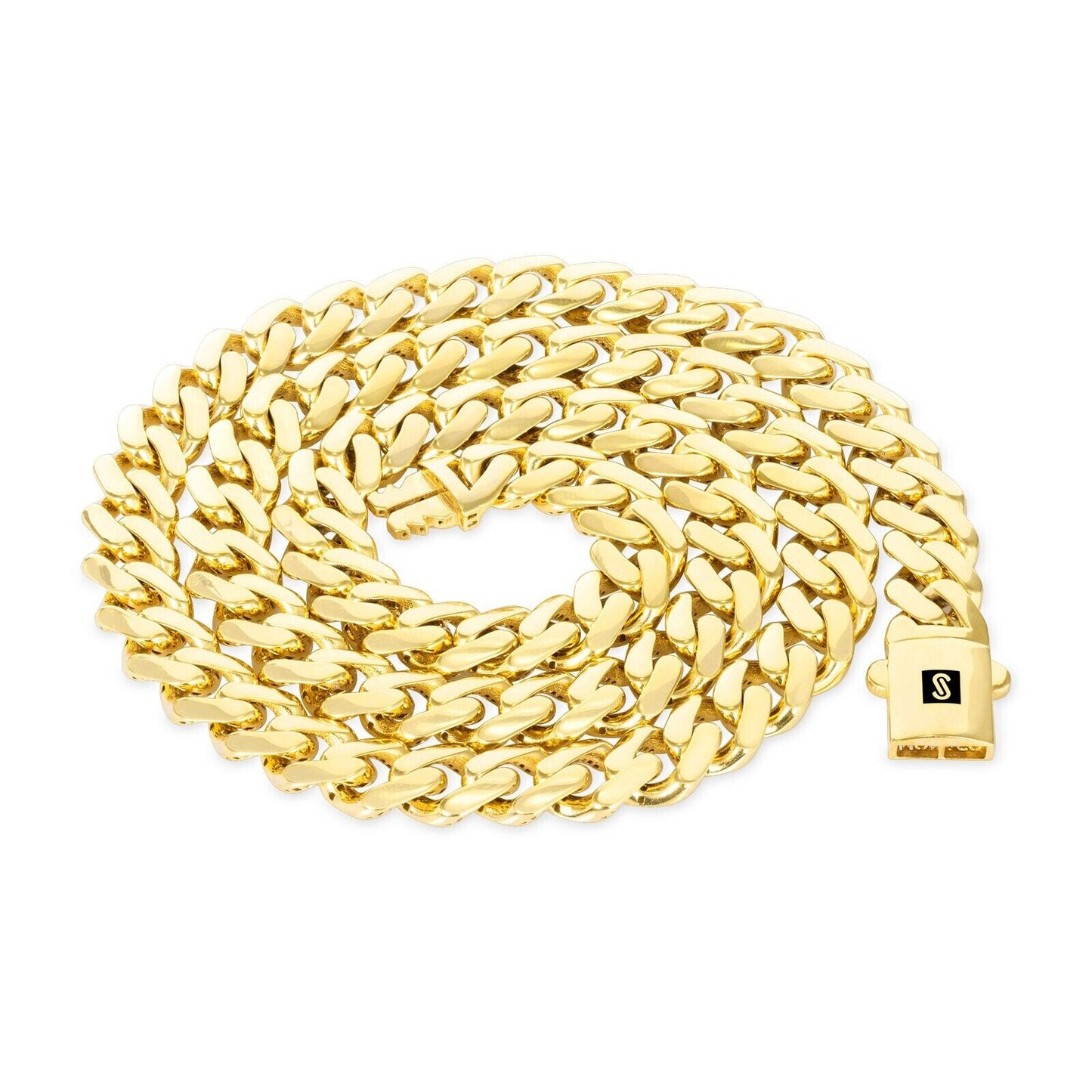 10kt Yellow Gold Royal Miami Cuban Link Monaco Chain 10k Necklace 22 Inches 9mm - GoldenlinQ