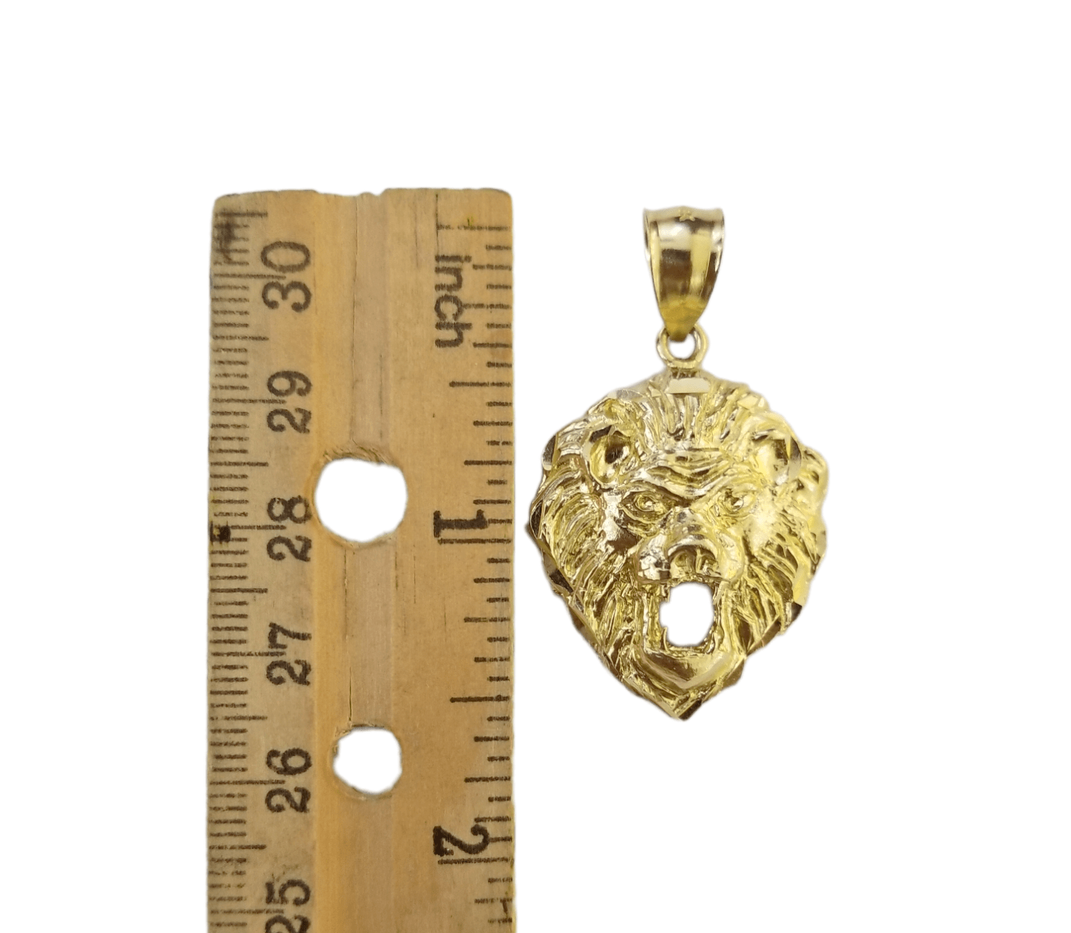 10kYellow Gold Lion Head Pendent 3mm 20" 22" 24" 26" 28" Inch Miami Cuban Chain - Reva Jeweler