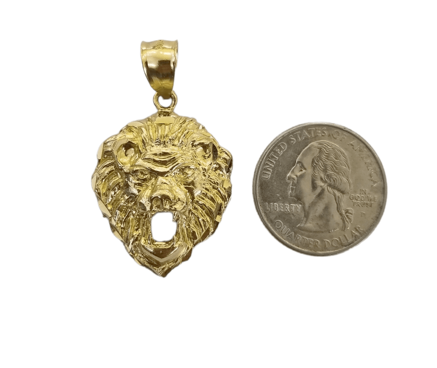 10kYellow Gold Lion Head Pendent 3mm 20" 22" 24" 26" 28" Inch Miami Cuban Chain - Reva Jeweler