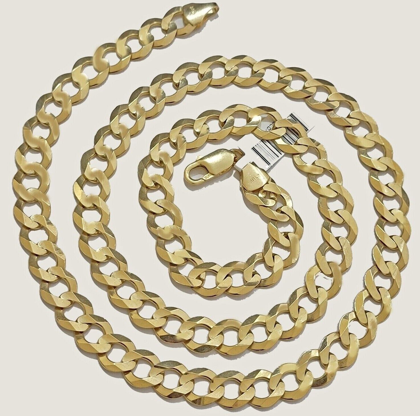 10mm 10k Gold Chain Cuban Curb Link Necklace 30 Inch Real SOLID 10k Yellow Gold - Reva Jeweler
